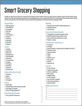 low protein grocery shopping list
